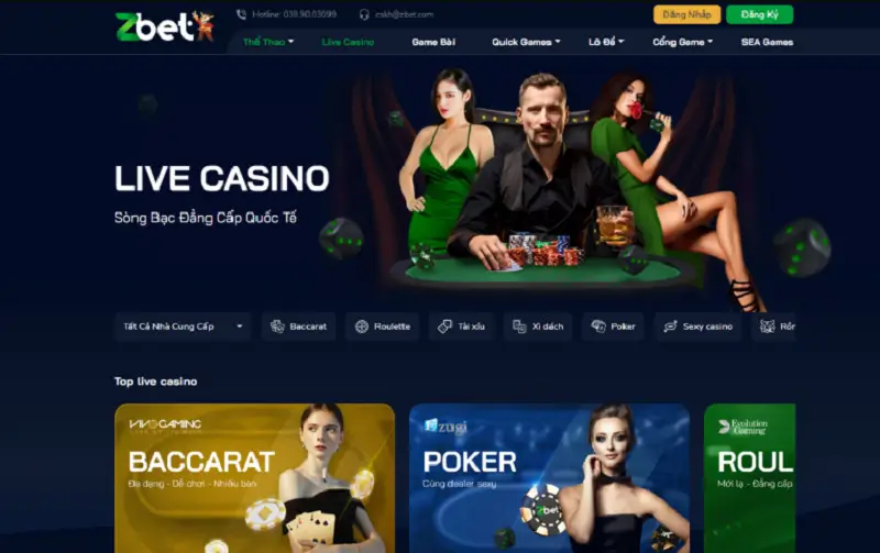 Live Casino- Sân chơi game bài trực tuyến siêu hot tại Zbet